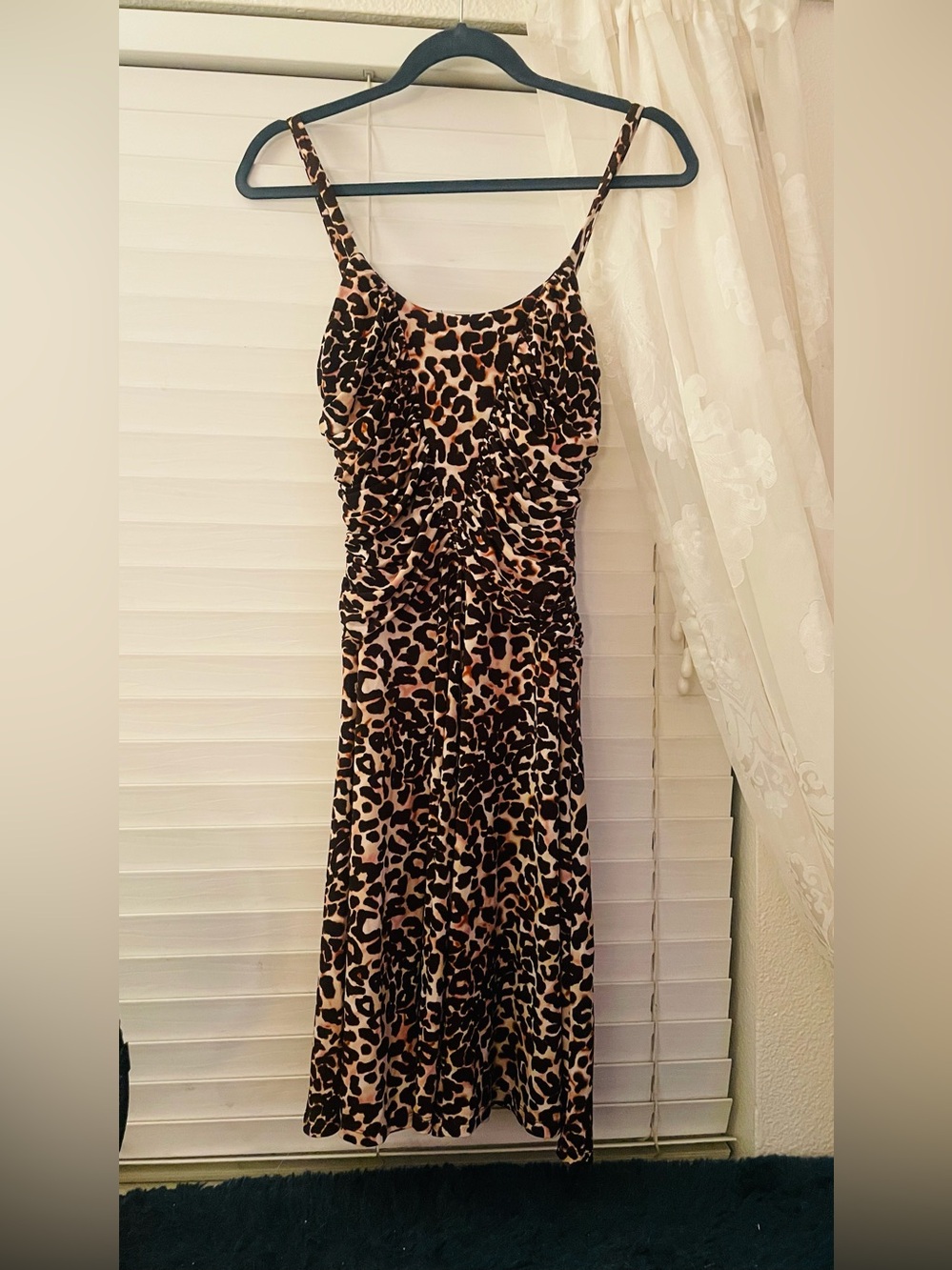 Madison Leopard Print Slip Dress in Tan and Black